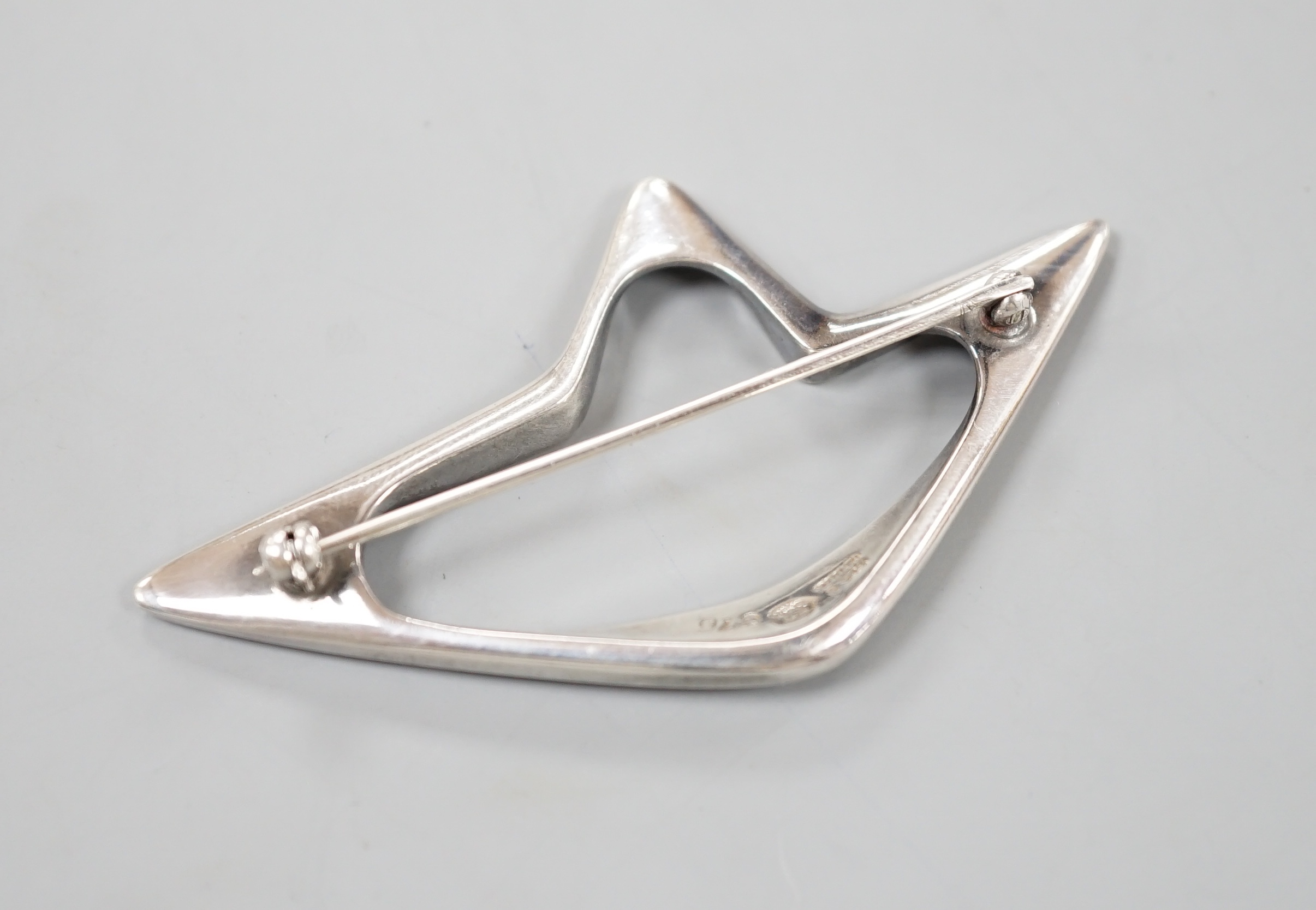 A Georg Jensen sterling amoeba brooch, no. 376, 68mm.